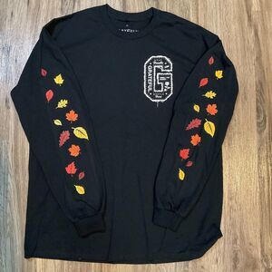 Grateful Apparel Shirt Black Smell The Roses Stay Humble Fall Leaves USA Size XL